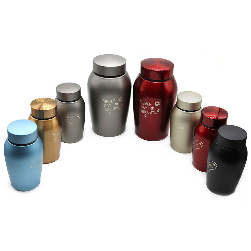 Fabbricazione CNC in alluminio su misura Vaso commemorativo Cani di gatto Prodotti funerari di cane Urna per animali in acciaio inossidabile sigillata